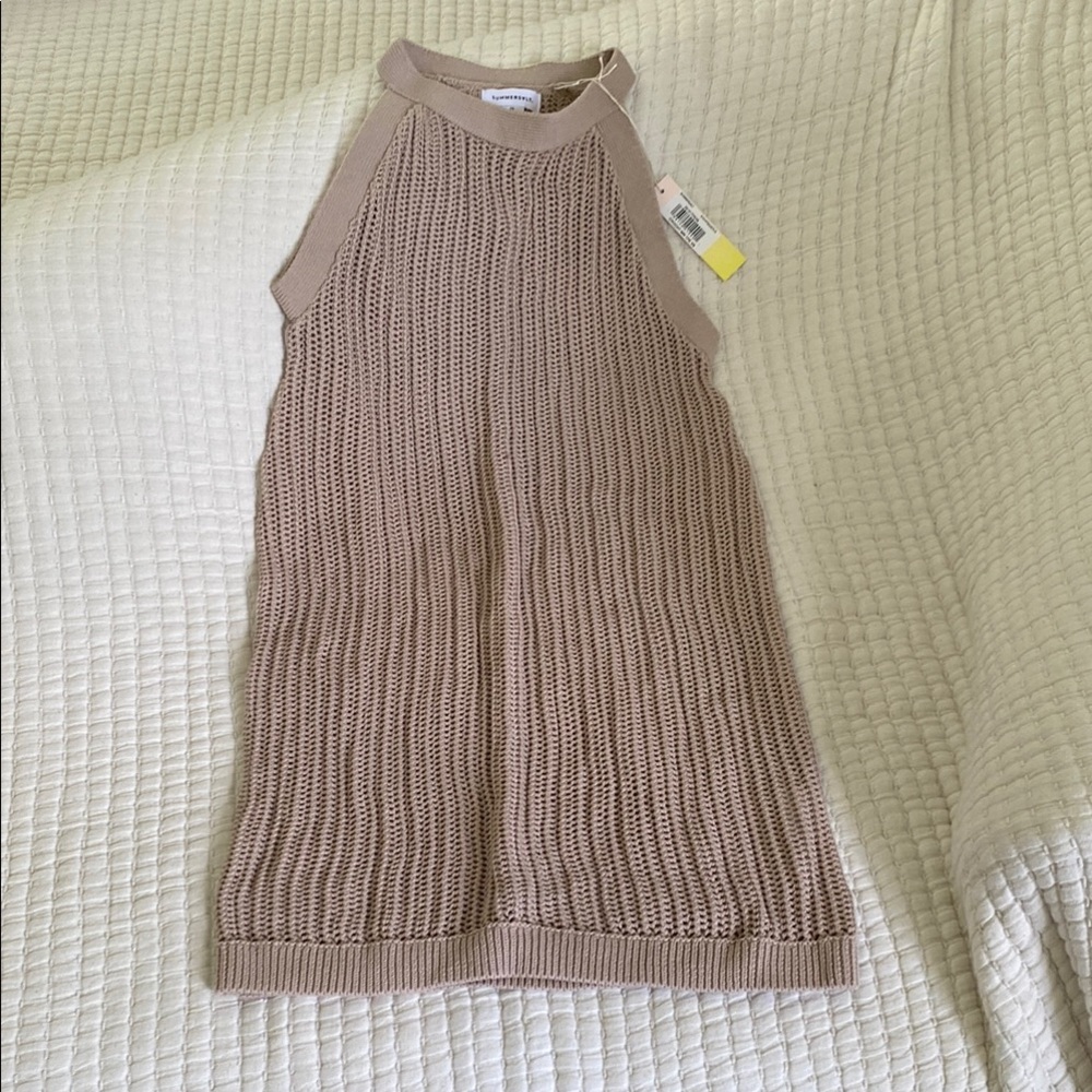 Summersalt Taupe cotton crochet cover up